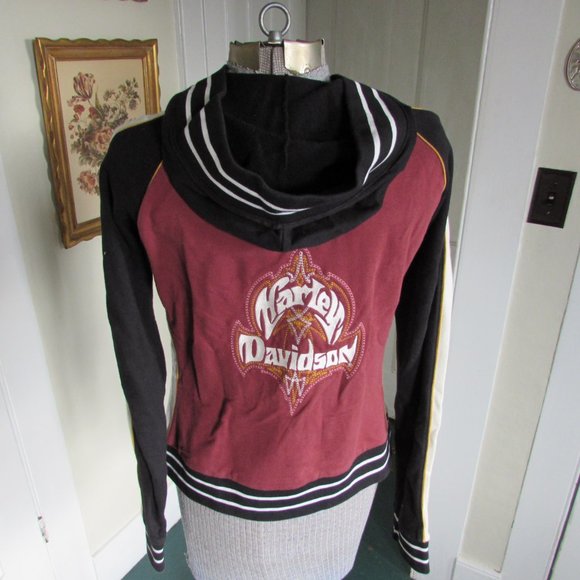 HARLEY DAVIDSON Black/Burgundy Full Zip Hoodie - Picture 5 of 8